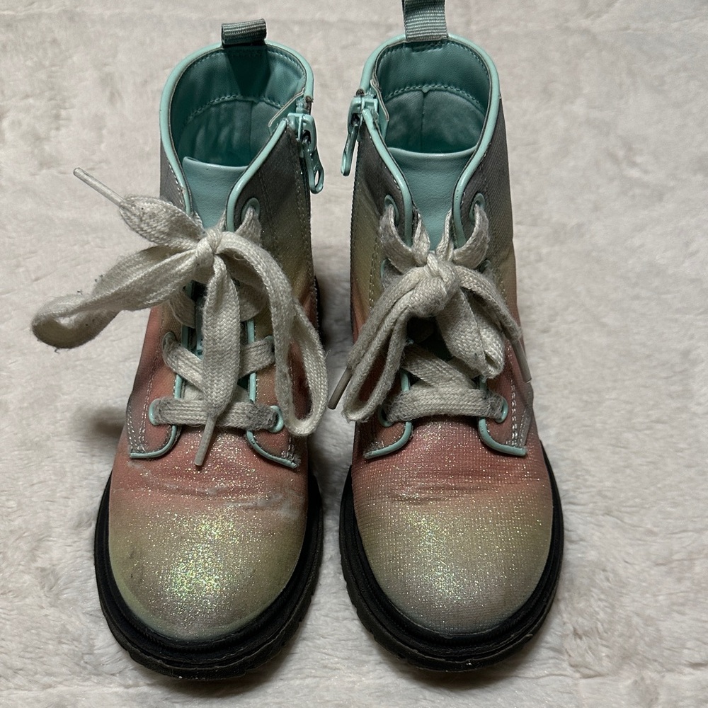 Cat & Jack Glittery Pastel Lace-Up Boots